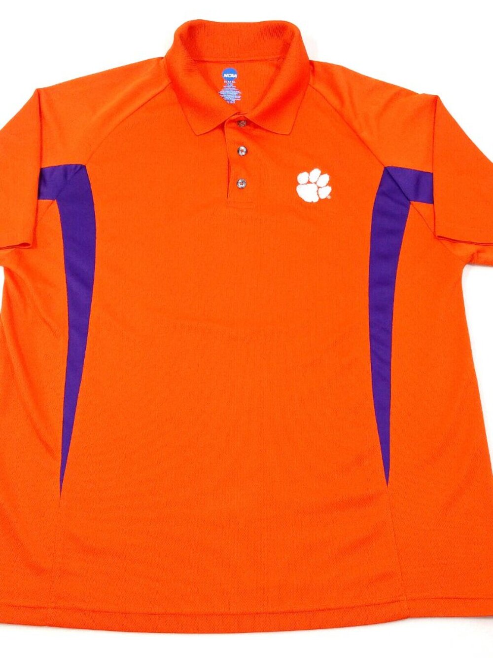 NCAA Clemson University Paw Logo Orange Performance S/S Golf Polo Shirt Mens L